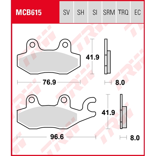TRW Remblokken, en remschoenen voor de moto, MCB615TRQ Sinter track